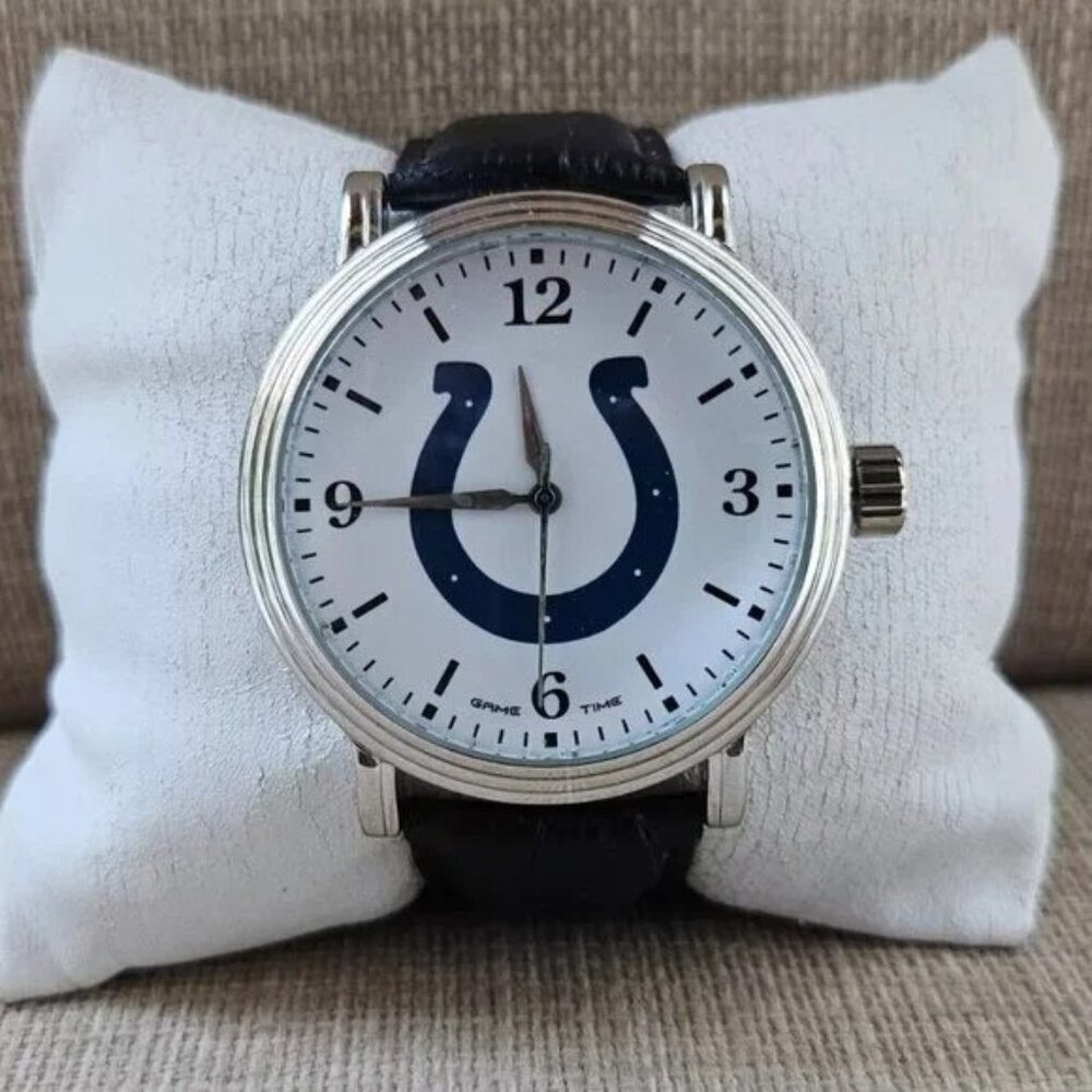 Game Time Men Wristwatch Black Genuine Leather Analog Quartz Wrist Watch